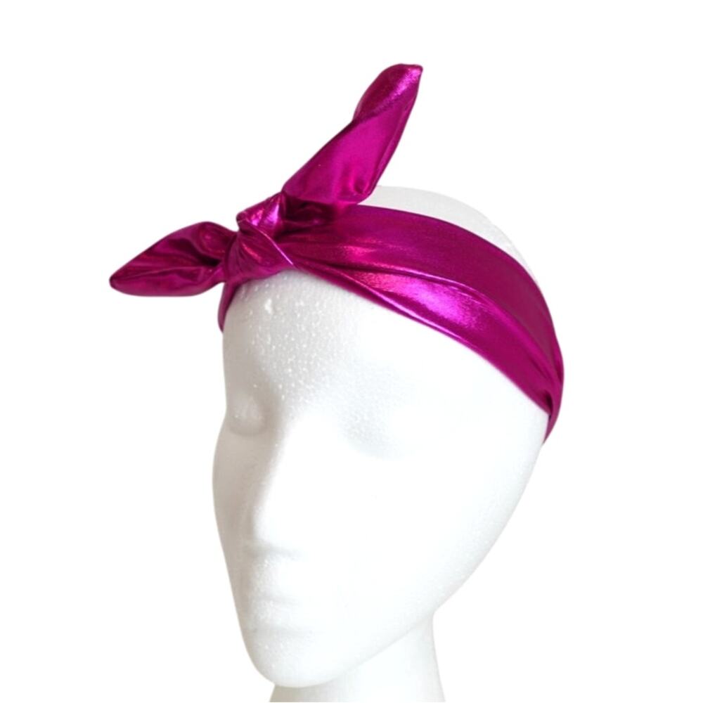 6 Fushia Hot PinkMetallic Stretchy Headbands Designed for little fashionistas!